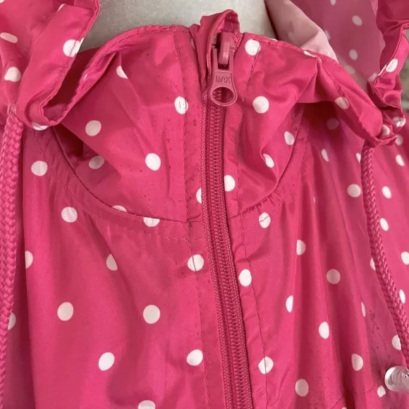 WEATHER TAMER Pink Polka Dot Hooded Parka In A Pocket Jacket 6 NWOT - Picture 4 of 10